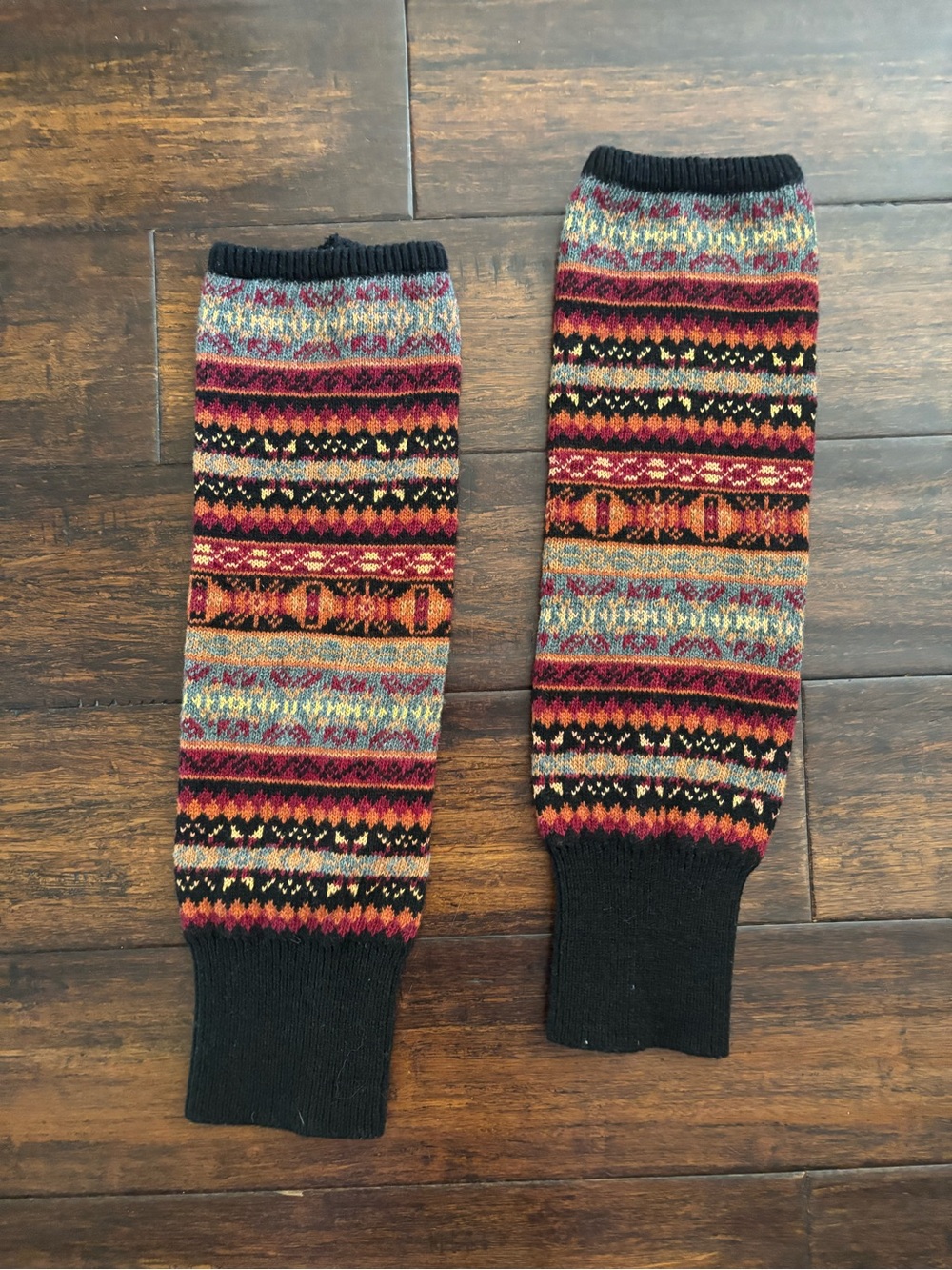 Multicolor Fair Isle Knit Leg Warmers - Patterned Winter Accessories